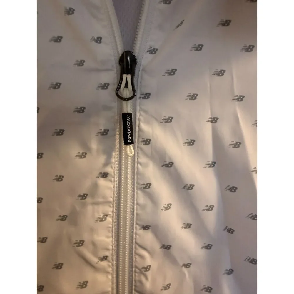 New Balance White Monogram Logo‎ Windbreaker Hoodie Jacket 2XL